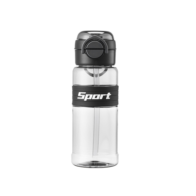 Fuxing student water bottle, men's and women's plastic cup, anti-drop and leak-proof straw cup, pop-up lid water cup with handle, simple space cup Item Picture
