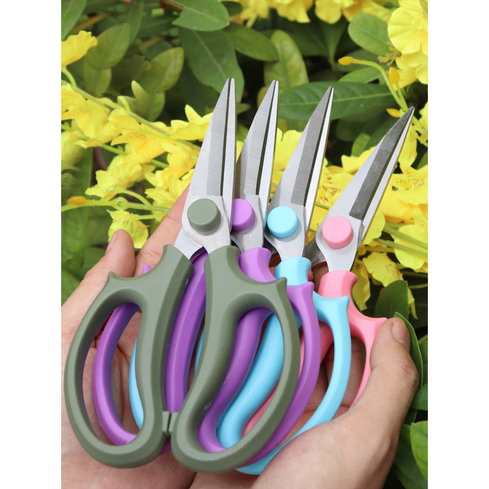 Lin Taizuo Flower art scissors, stainless steel fresh flower scissors, garden flower branch scissors, straight head long blade DIY flower arrangement tools scissors details Picture