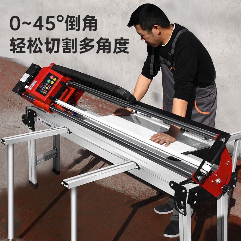 Womalong multi-functional fully automatic countertop tile cutting machine, manual push knife, 45-degree chamfering device for marble Specification drawing