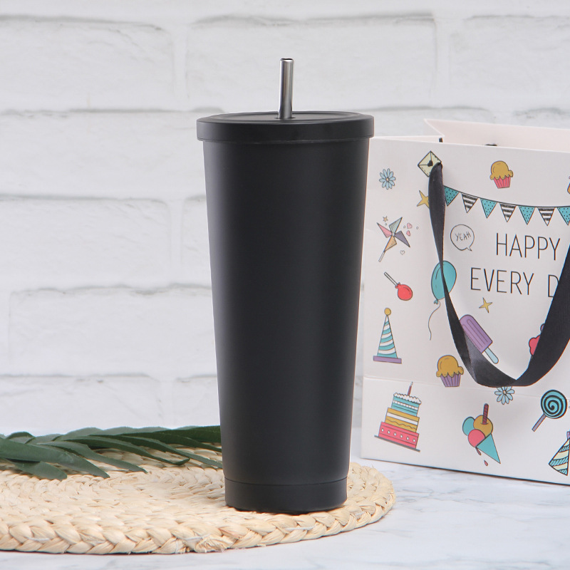 Wholesale of cross-border best-selling 304 stainless steel straw cups, large-capacity outdoor coffee cups, and car vacuum insulated cups Specification drawing