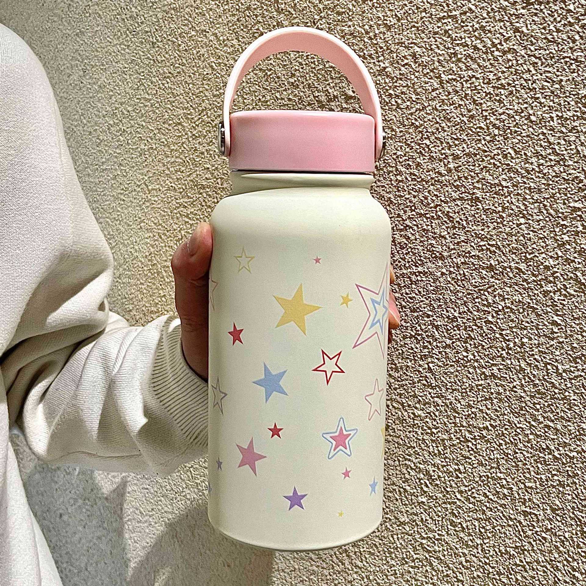 New 2025 large-capacity summer water cup with high appearance level, portable and simple outdoor student water cup, cute insulated cup Specification drawing