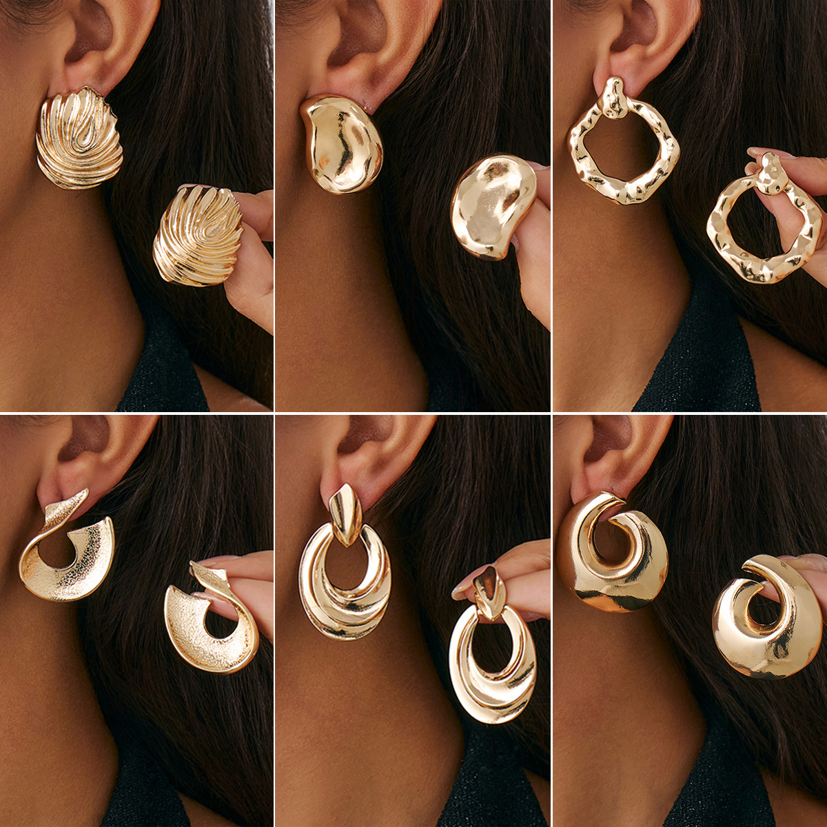 Exaggerated vacation style earrings European and American conch symbol personalized stud earrings cross-border geometric retro earrings for women full figure