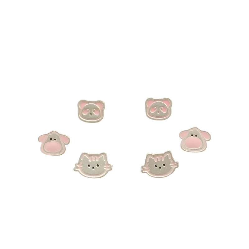 Yayin Card Tong cute cat fishing earrings, women's silver needles, delicate and sweet puppy design sense, summer student stud earrings Item Picture