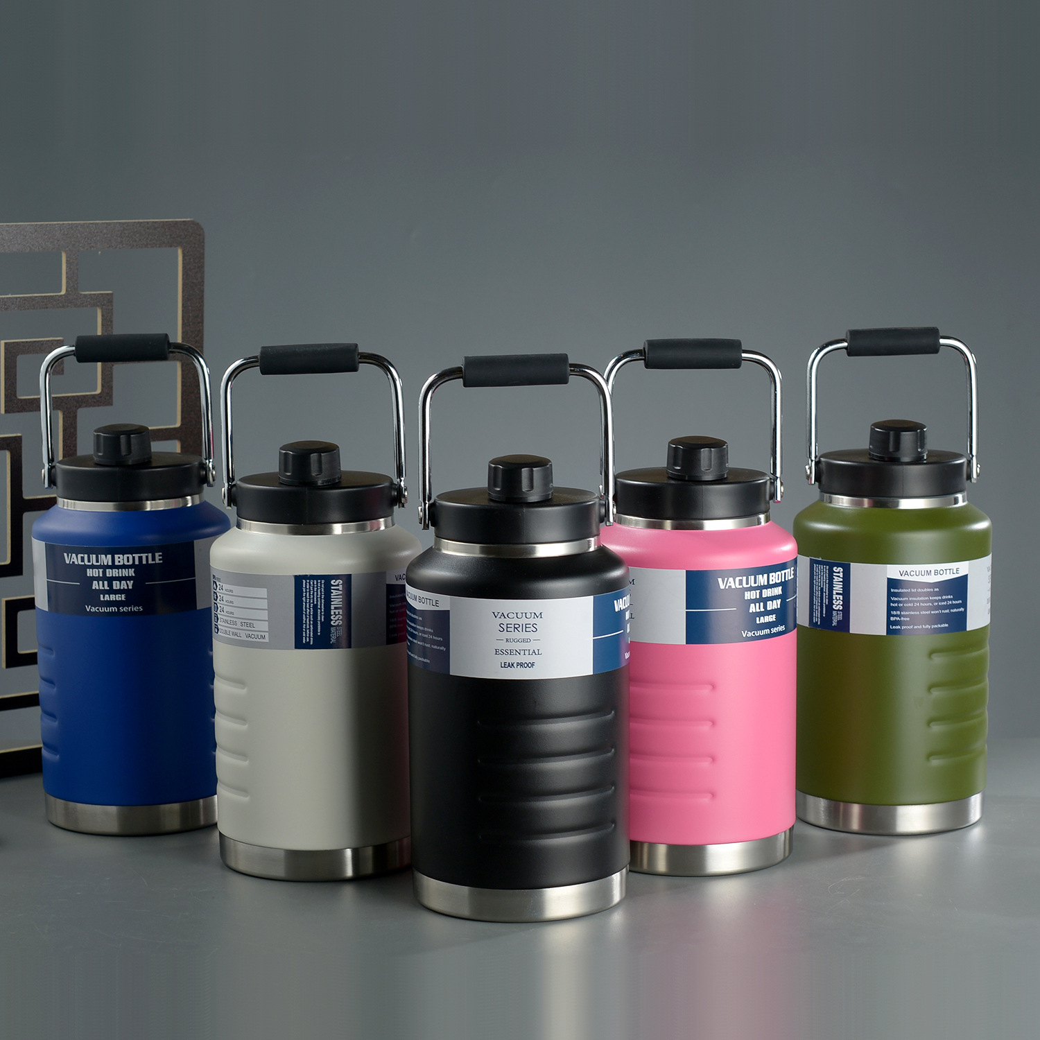 Cross-border exclusive supply of 2L large-capacity insulated water bottles, 304 stainless steel insulated cups, portable sports water bottles, and ton-ton water buckets full figure