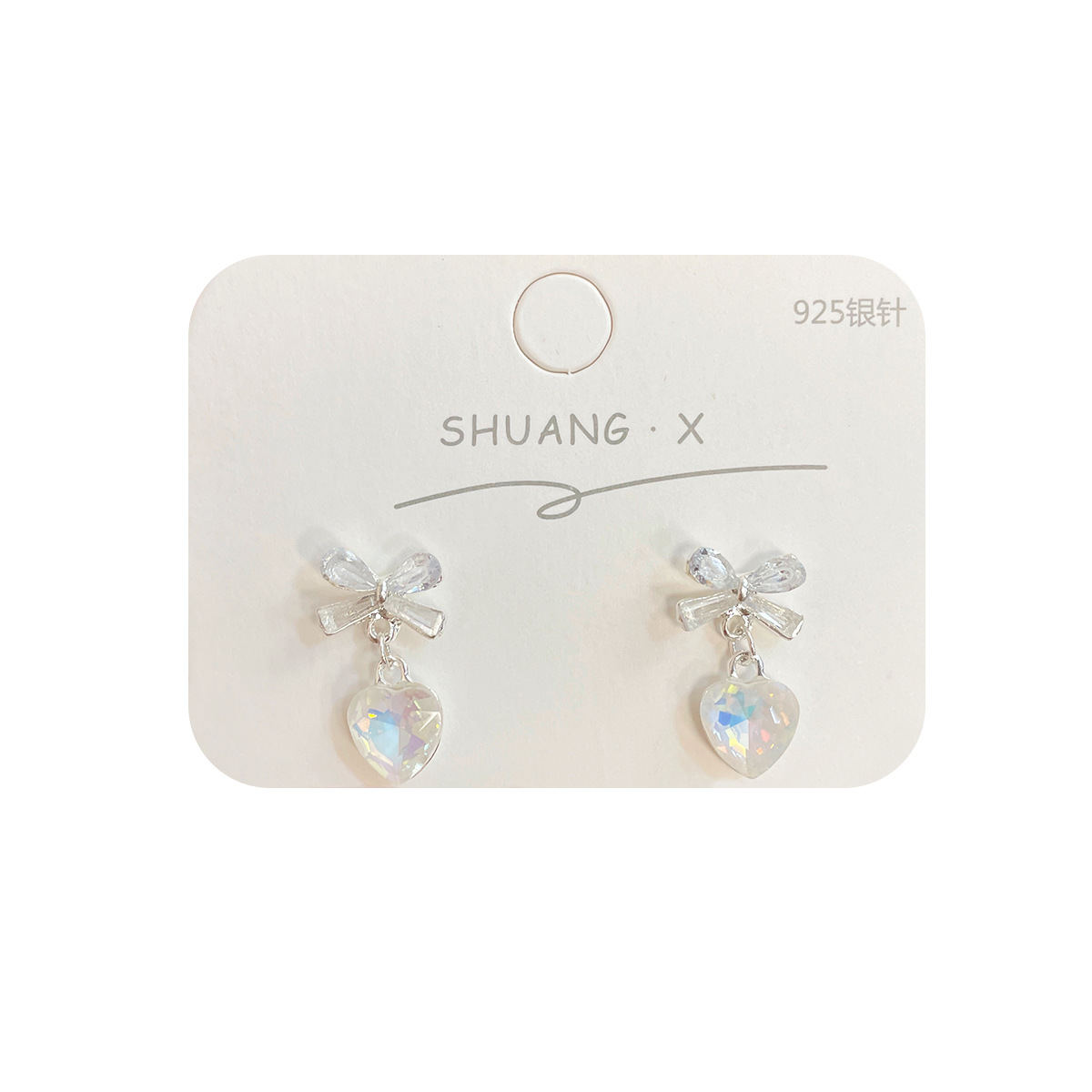 Summer new style sea salt transparent white bow Mermaid Girl heart earrings for women, exquisite and versatile, sweet and elegant earrings Item Picture