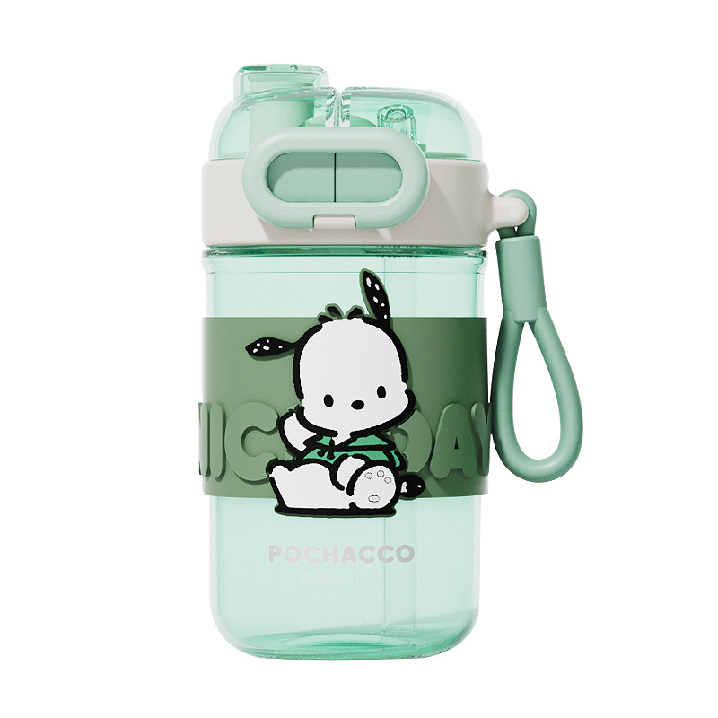 Cartoon children's plastic cups, Sanrio officially authorized straw cups, cute figurines, double-drinking cups, bullet LIDS, portable cups Item Picture