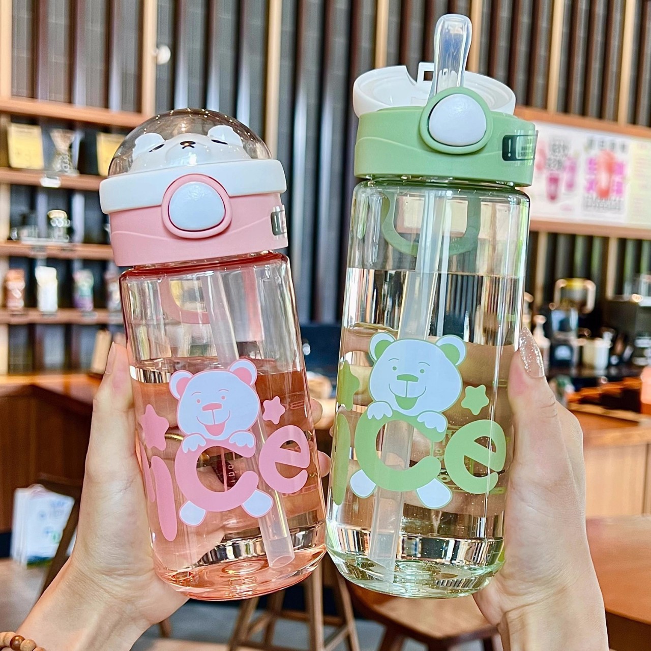 Children's water cup, high appearance level, girls' straw cup, cute girls, portable anti-drop plastic water bottle for primary school students, summer full figure