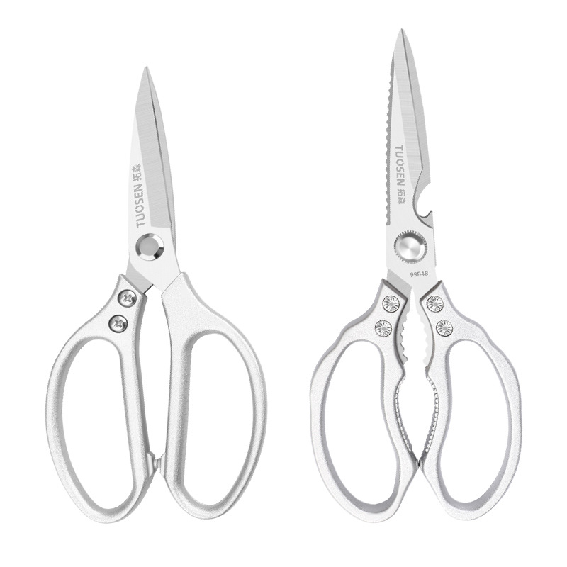 Takusen Min tailors and cuts clothes with scissors, P01 leather scissors, stainless steel household kitchen No. 1 large-head scissors Item Picture
