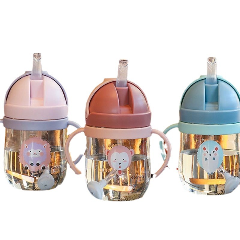 2121 Baby Drinking Cup, Straw Cup for young children, milk and water cup for 1 year old, with handle and back strap, 250ml Item Picture