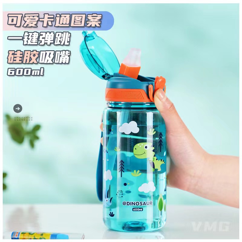 Cross-border Xiyin Internet celebrity bestsellers, high appearance level, slanted straw cup, cute cartoon children's water cup, pop-up lid plastic cup details Picture