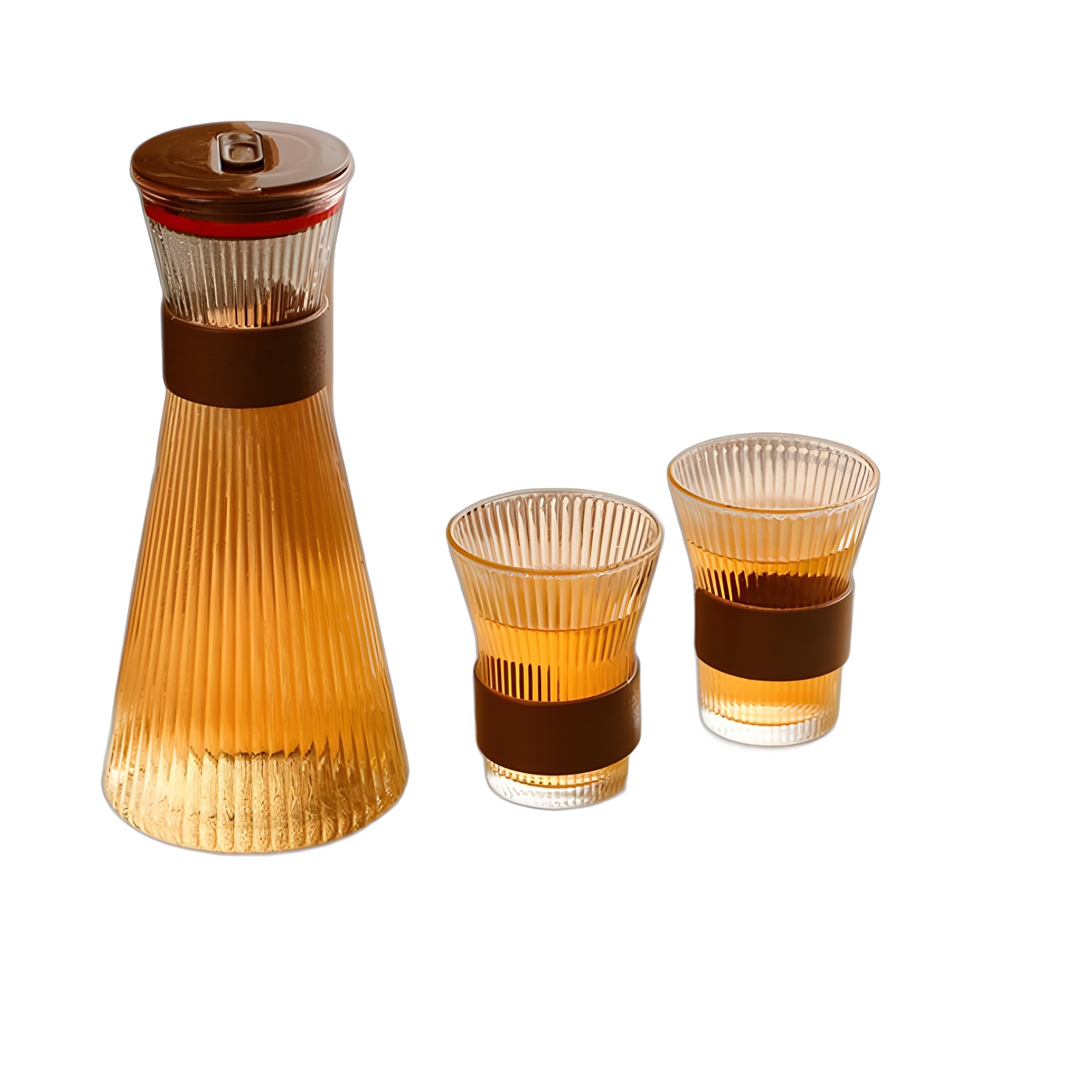 Wholesale of 2025 new High borosilicate glass cold water bottle, high-temperature resistant, transparent, large-capacity, light luxury cold water bottle set gifts Item Picture