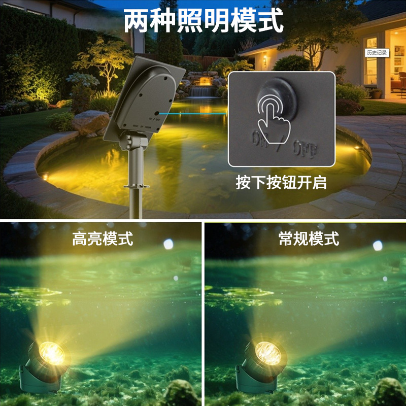 Cross-border solar underwater lights, outdoor RGB color garden lawn, rockery, water pool spotlights, courtyard swimming pool lights details Picture