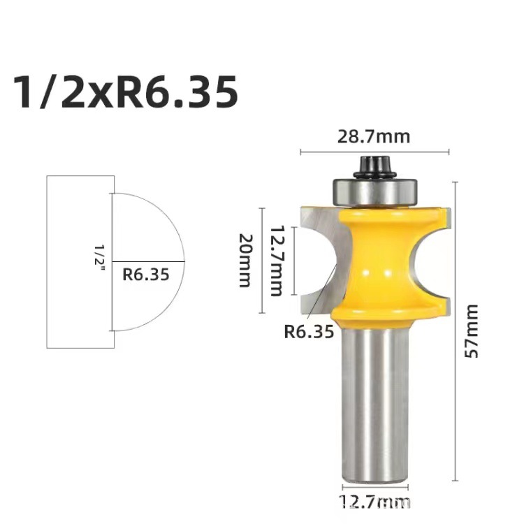 1/4 handle bearing semi-circular knife, 12 handles woodworking milling cutters, five ball milling cutters, and 8 handles of wooden stick trimming and engraving machine undefined