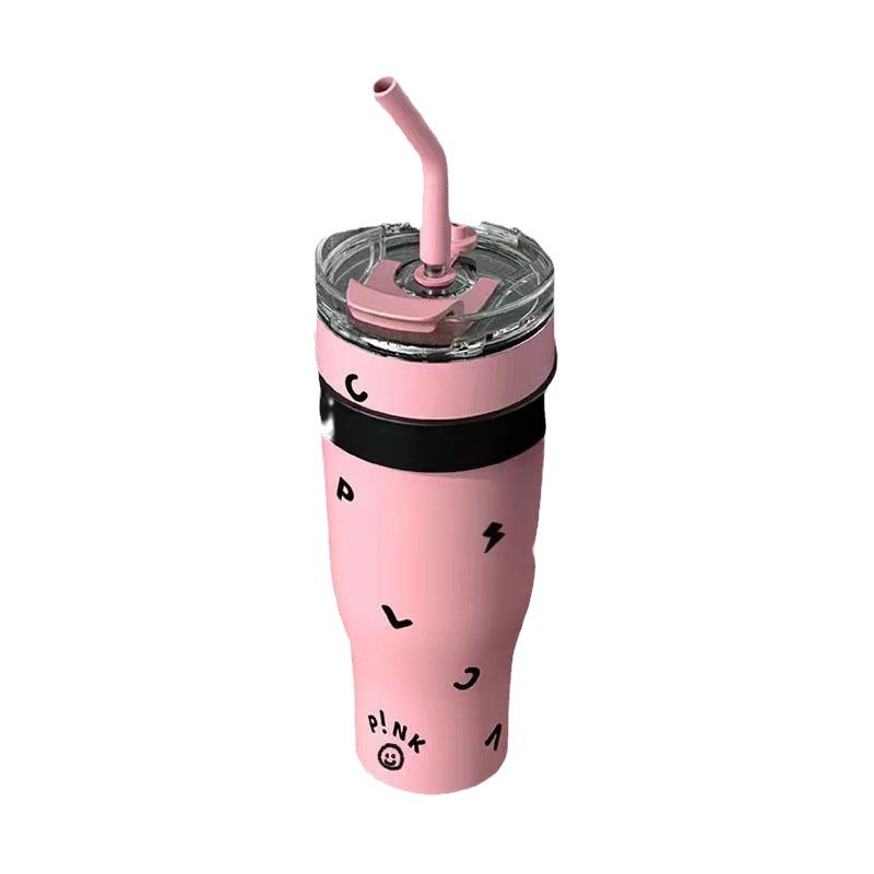BLACKPINK insulated cup, Giant Ice Cup, large-capacity coffee cup, portable girls, high appearance level straw cup Item Picture