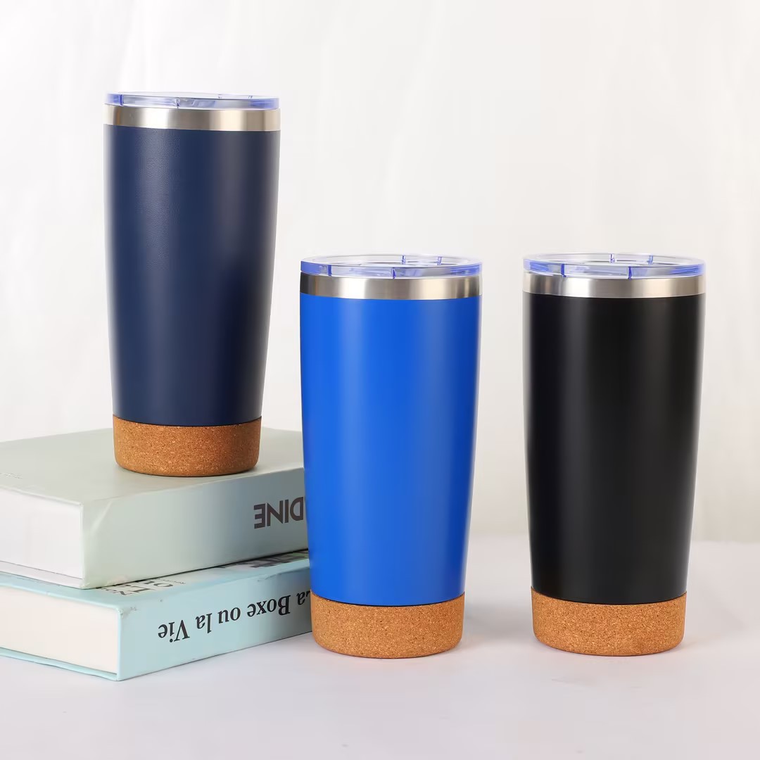 New 20oz bamboo and wood base car cup, 304 stainless steel office double-layer vacuum insulated cup Specification drawing