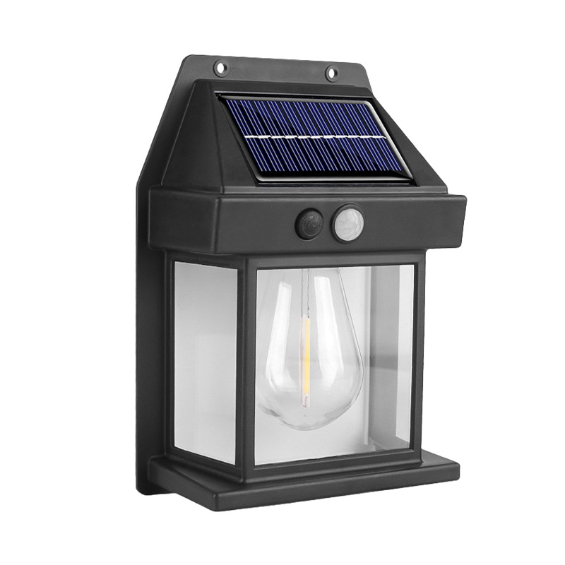 Cross-border bestseller TEMU solar tungsten filament wall lamp, human-sensing three-mode garden outdoor waterproof LED night light Item Picture