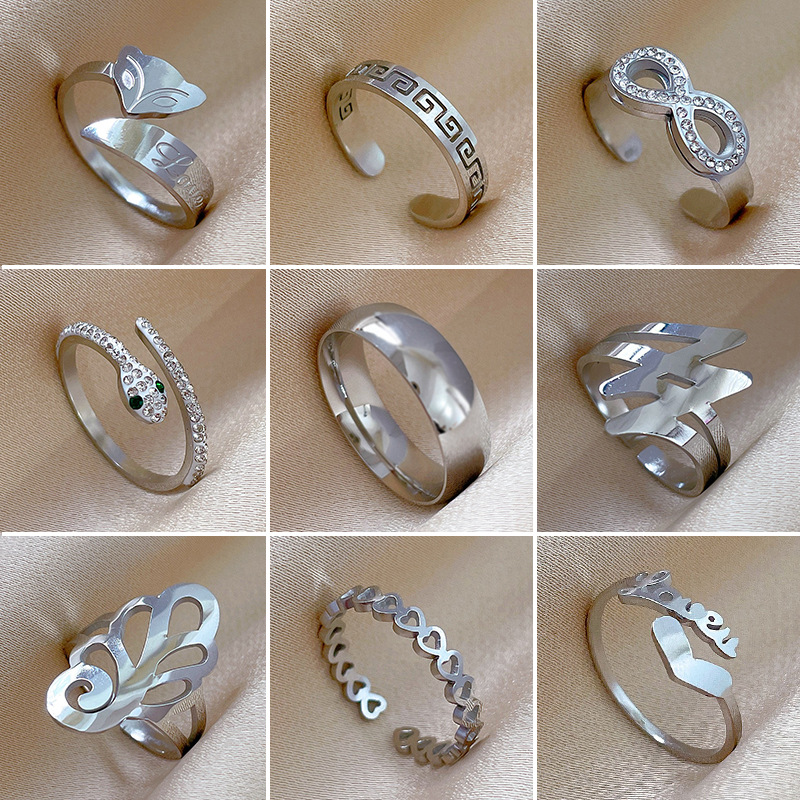 【 All-titanium Steel 】 Titanium steel cold and minimalist style dance ring for men and women, trendy and simple food rings on Instagram details Picture