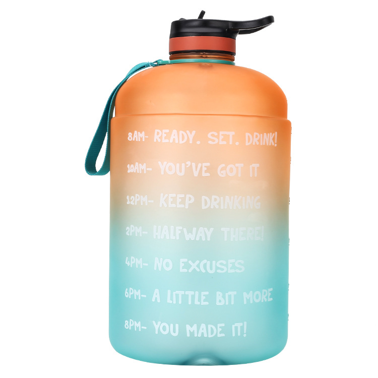Amazon's best-selling 3.78L outdoor large water bottle with straw, 1-gallon plastic fitness water bottle with time printing details Picture