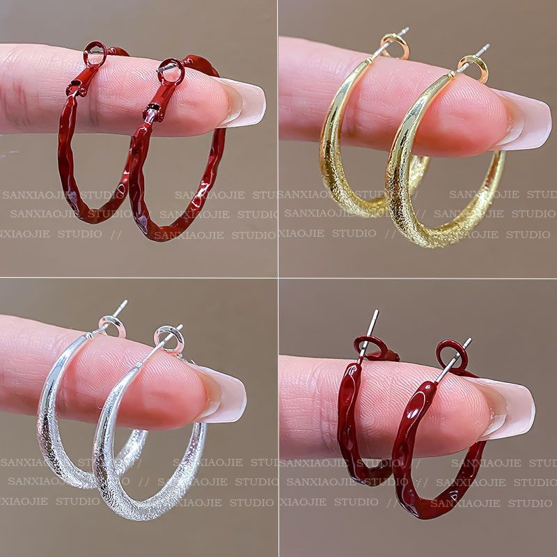 Korean niche ins high-end matte circle ear rings for women, light luxury, individual fashion, exquisite and versatile earrings and earrings full figure