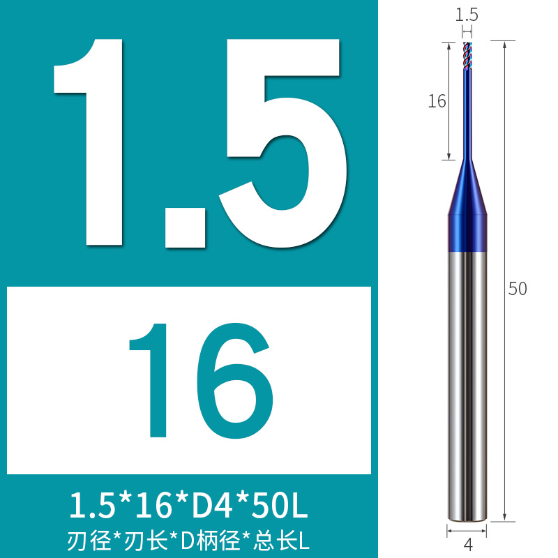65-degree cemented carbide tungsten steel deep groove cutter, deep hole and deep cavity processing, long diameter and micro diameter 4-edge coated milling cutter, four-edge undefined