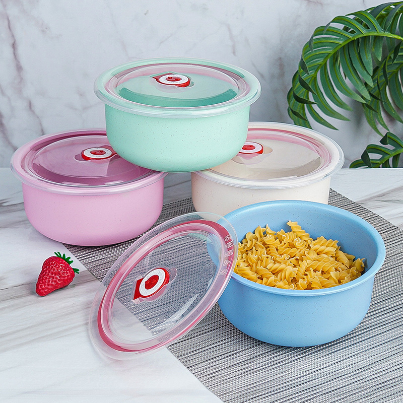 Cross-border wheat straw preservation bowl three-piece set with lid preservation box set, wheat bowl gift, plastic bowl with logo printing details Picture