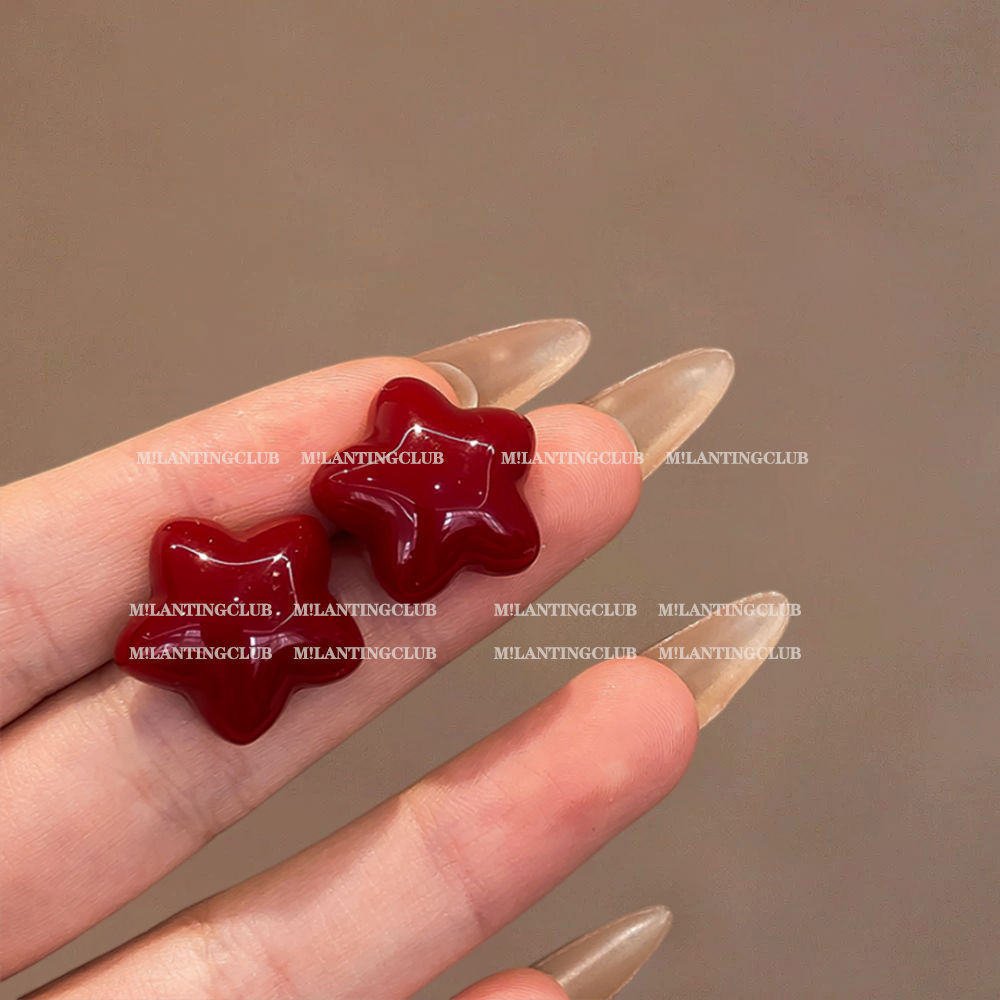 Retro Ankela red ear studs, elegant, light luxury, high-end ear clips, no ear holes, new best-selling earrings for women in 2024 details Picture