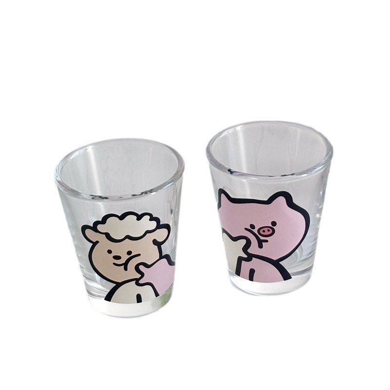 Homemade mini spirits cups, cartoon glass wine glasses, mini wine glasses, fruit wine glasses, household glass cups, water cups Item Picture