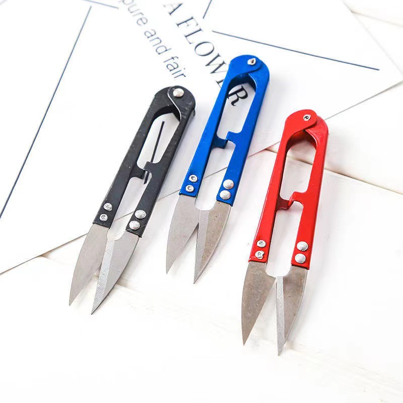 U-shaped ironwork yarn scissors, home cross-stitch scissors, thread end scissors, fishing line scissors, colorful small scissors, tailor, spring scissors, street stall scissors details Picture