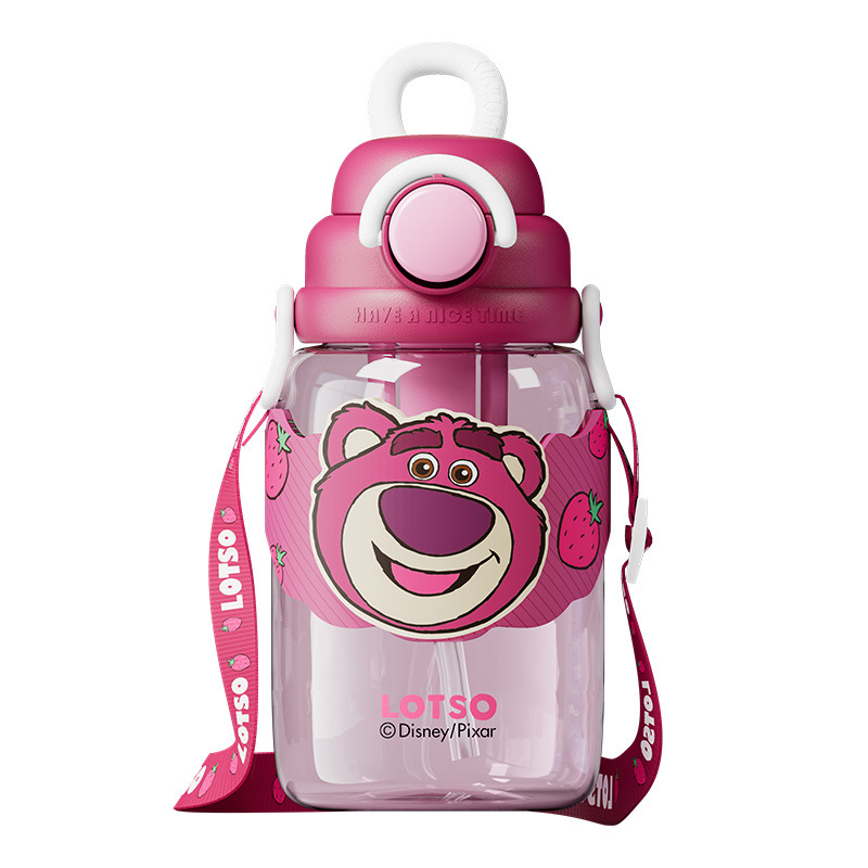 Disney Strawberry Bear large-capacity children's water Cup Summer 2024 High Appearance Level dual-drinking portable plastic cup for boys and girls Item Picture