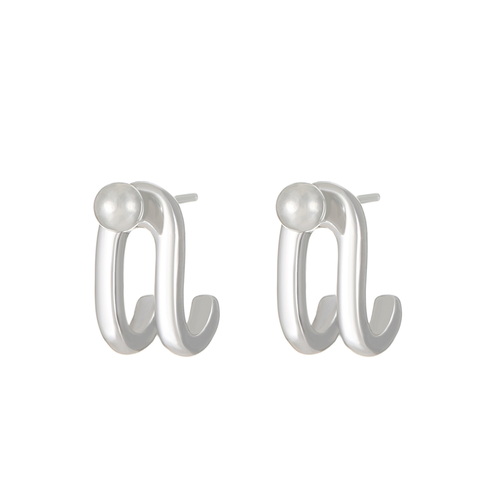 Cross-border European and American dual-line back-hanging ear studs for both men and women, InS-style, niche and simple C-shaped ear hooks, trendy earrings Item Picture