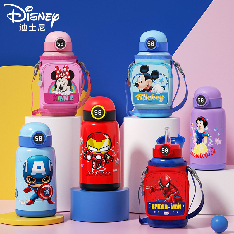 Wholesale of genuine Disney children's insulated cups, 316 stainless steel four-lid cartoon student water bottles, and large-capacity water cups details Picture