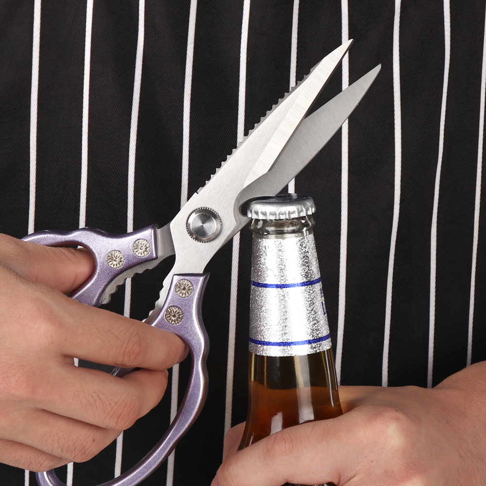Factory direct sales of kitchen scissors, powerful multi-functional stainless steel chicken bone scissors, Daji all-steel large scissors for household use Specification drawing