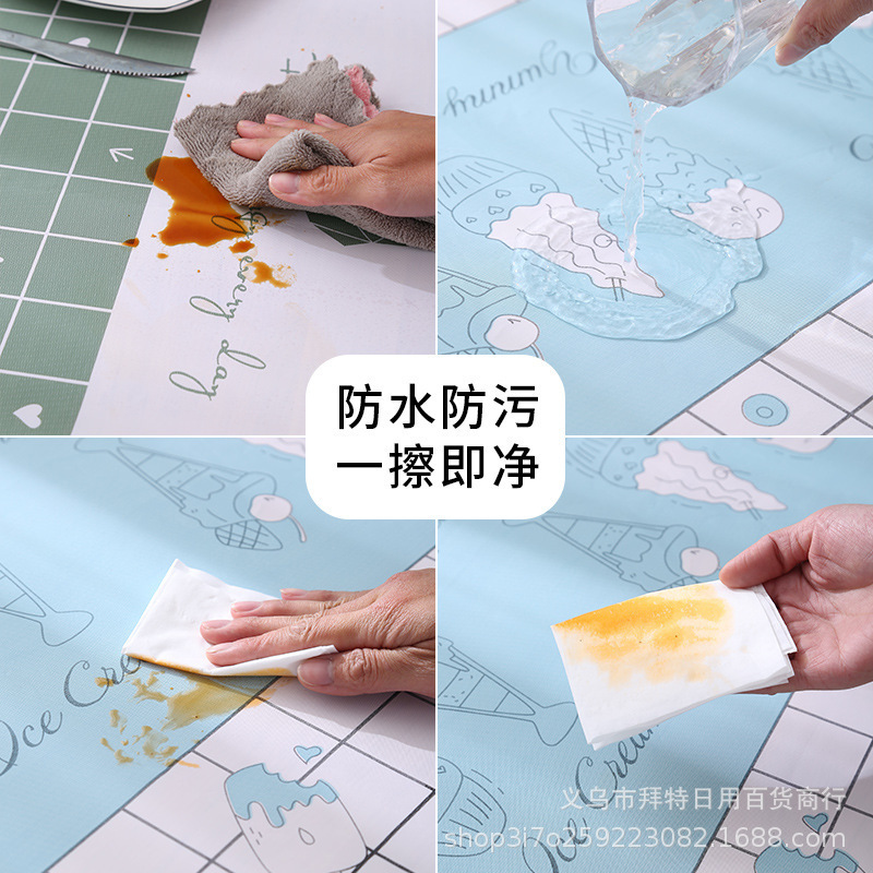 A warm and cozy Nordic tablecloth for home use, featuring fruit-resistant, heat-resistant, water-resistant, oil-resistant, and no-wash Peva eco-friendly table mat with multiple patterns Specification drawing