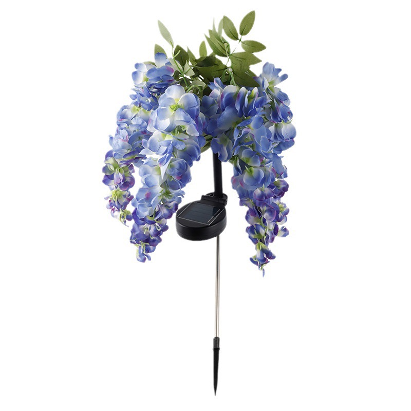 New solar-powered wisteria flower landscape light for courtyard and garden decoration led solar-powered simulation wisteria flower ground insert light Item Picture