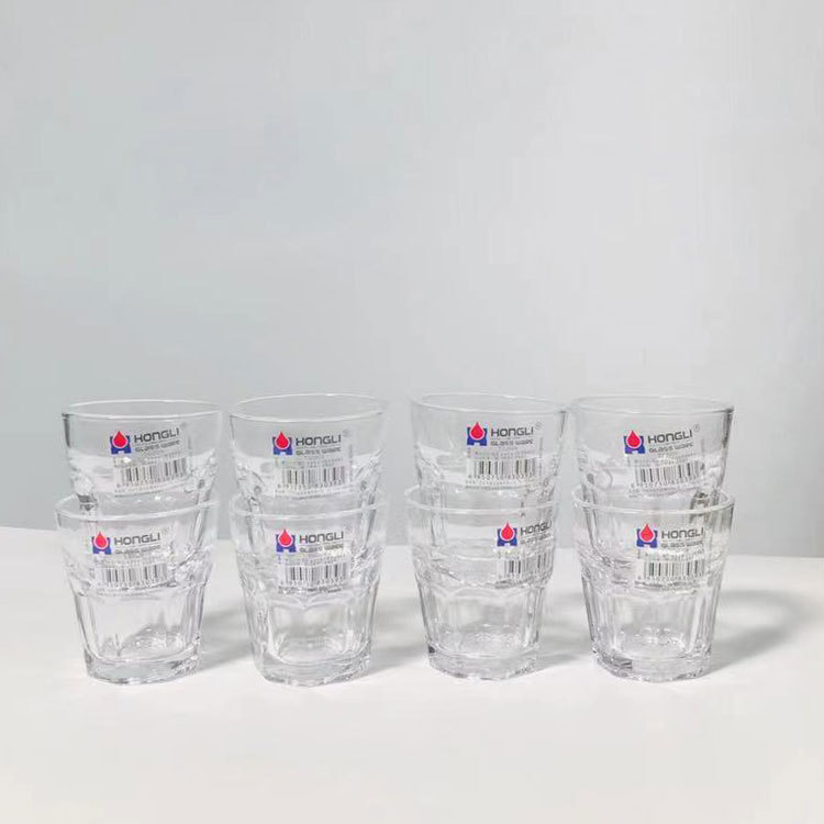 Hongli Octagonal tempered glass, white Whisky glass, KTV and Bar Special Beer glass full figure