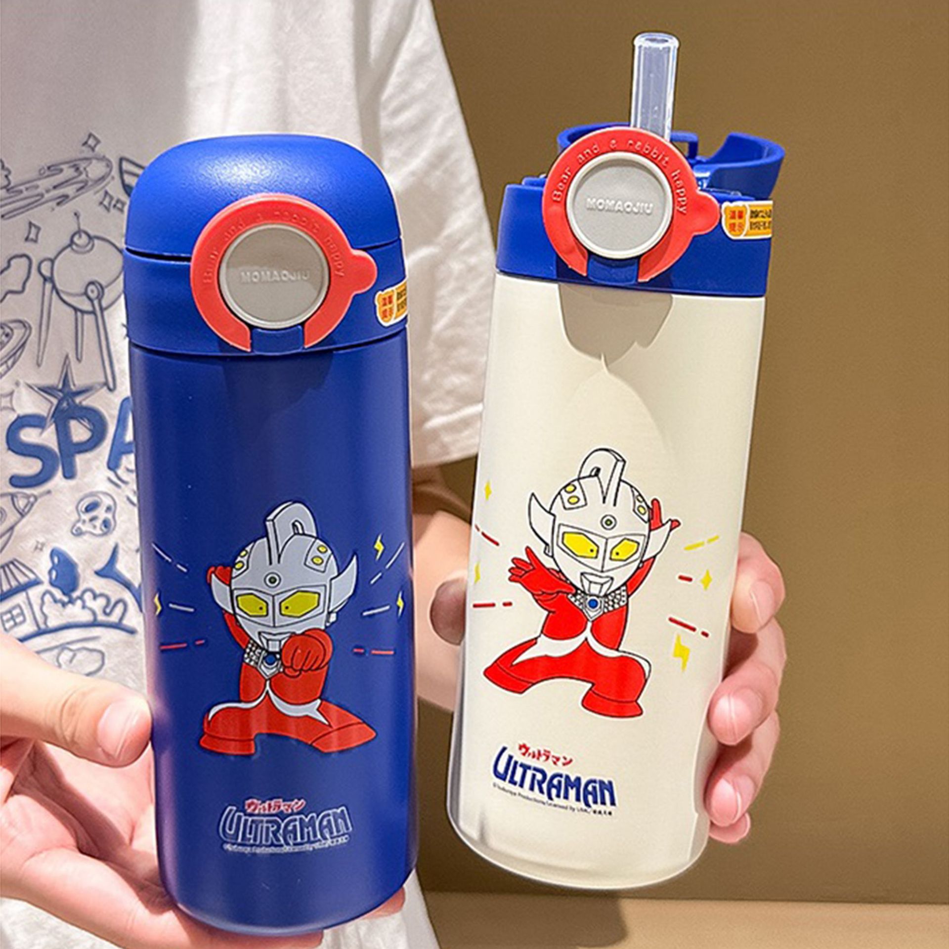 Ultraman co-branded insulated cups, genuine boys' and children's straw cups, join hands to enhance the appearance level of stainless steel cups full figure