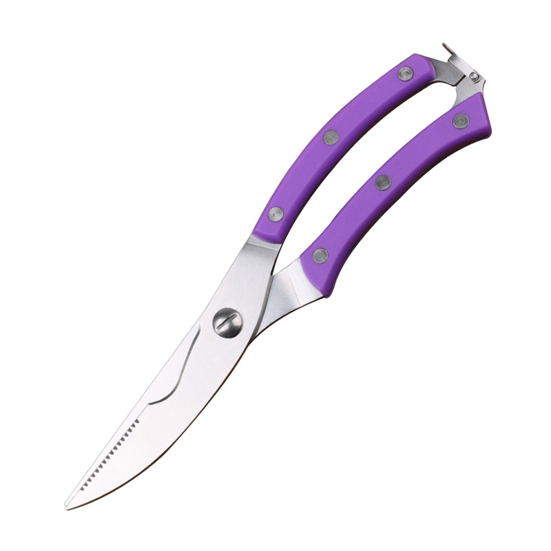 Factory direct sales of PP plastic chicken bone scissors, creative seven-color powerful kitchen food and household gift scissors Item Picture