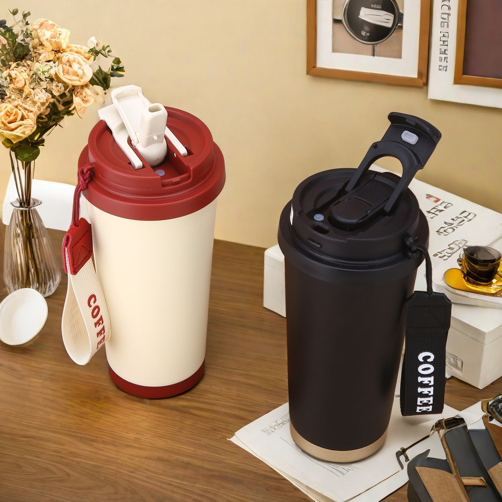 Lily of the bell insulated cup, creative 316 stainless steel coffee cup, high appearance level, convenient straw cup, large-capacity portable water cup details Picture
