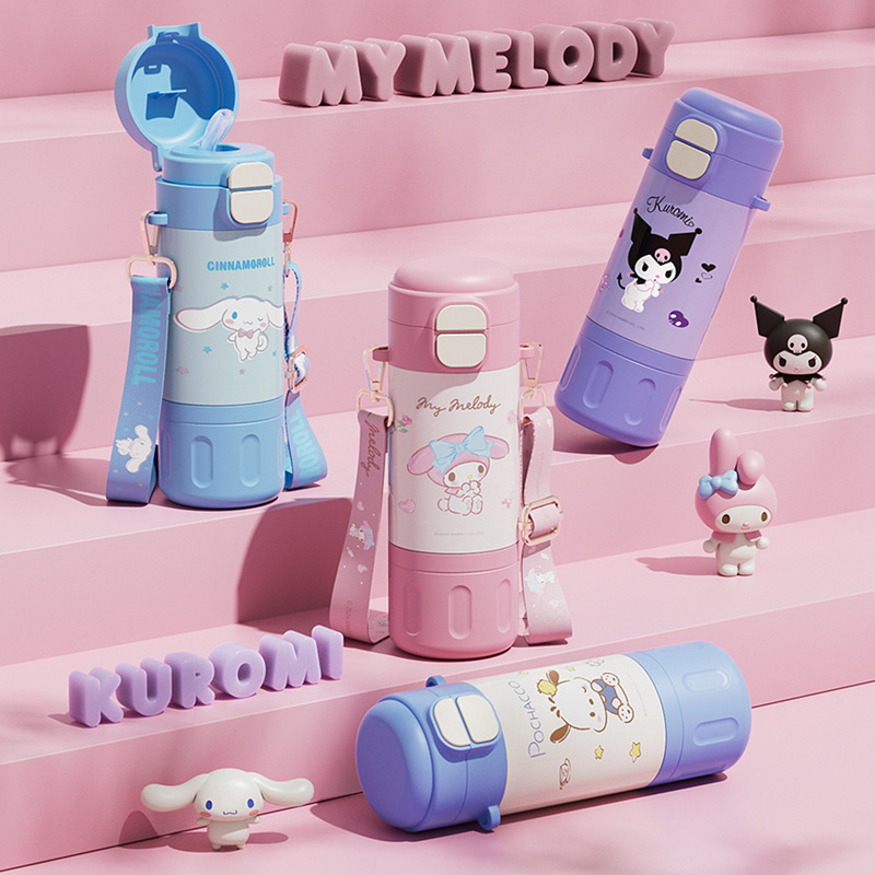 Wholesale of 2024 new style insulated cups for girls, high appearance level, cute children's water cups, double drinking cups for students, bouncy straw cups full figure