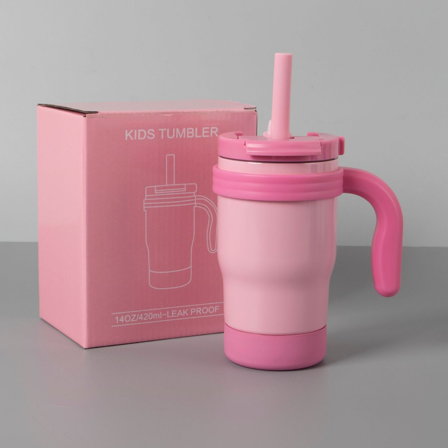 2024 New Reduce children's insulated cup, stainless steel children's water cup, children's straw cup, handle cup, double drinking Specification drawing