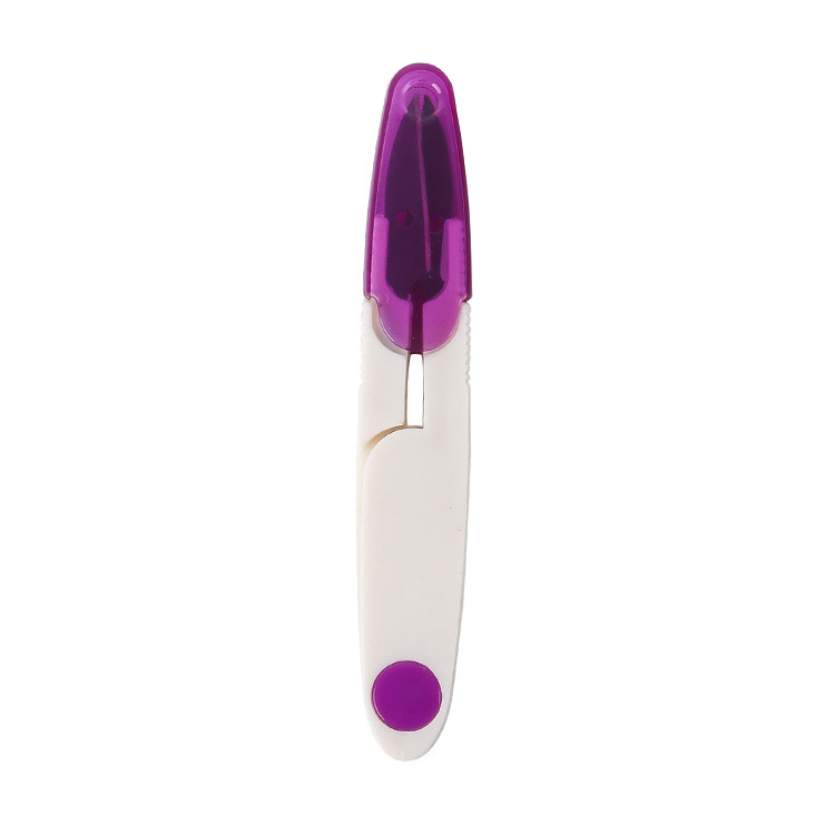 Wholesale of cross-stitch small scissors, transparent cover thread end scissors, safety sewing scissors, household U-shaped plastic spring yarn scissors undefined