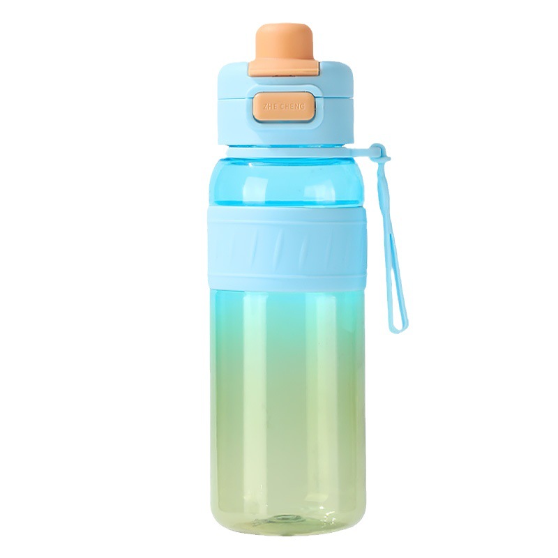 New double-drinking straw plastic cup, outdoor bouncing cup, portable rope plastic cup, large-capacity sports water bottle Item Picture