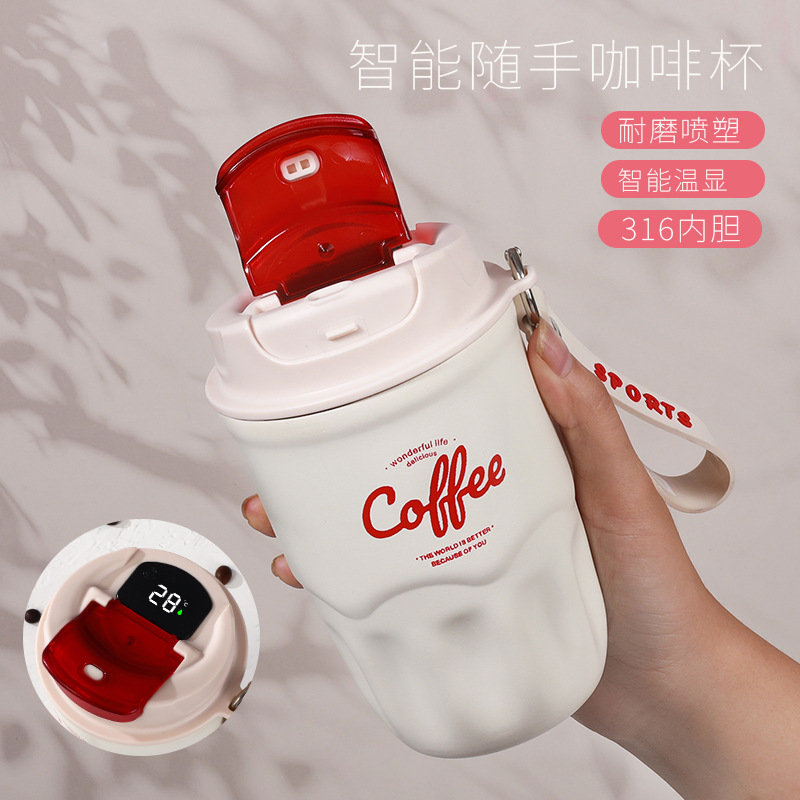 Best-selling InS-style smart 316 stainless steel coffee cup, high appearance level, handle insulated cup, gift for men and women, travel cup details Picture