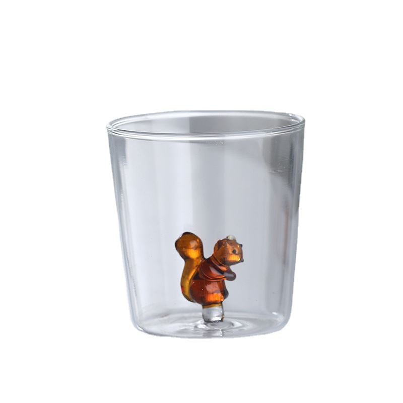 A popular high-borosilicate heat-resistant transparent glass cup with free shipping and a creative cartoon animal glass cup Item Picture