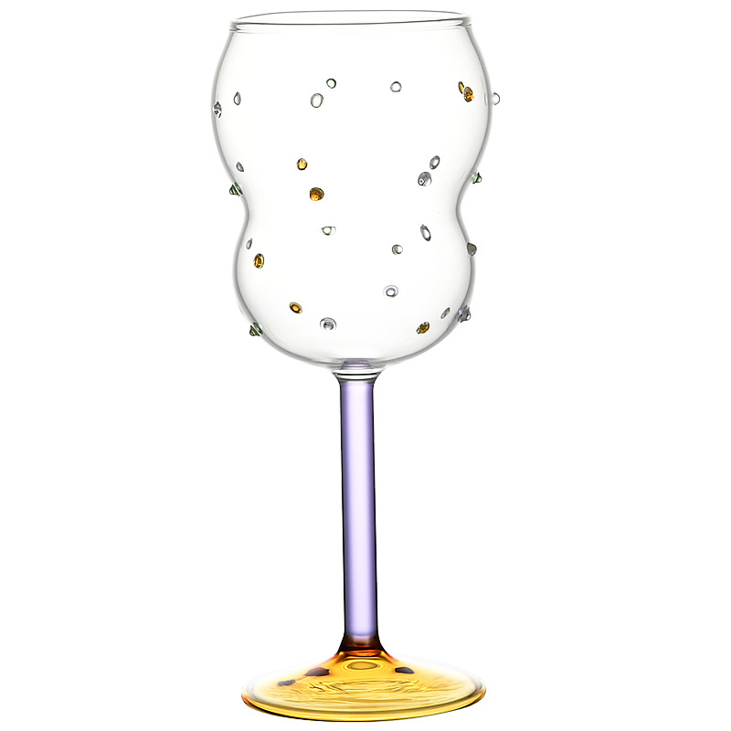 Creative beaded glass wine glasses, high appearance level, artistic sense, red wine glasses, home bar whisky glasses, champagne glasses Item Picture