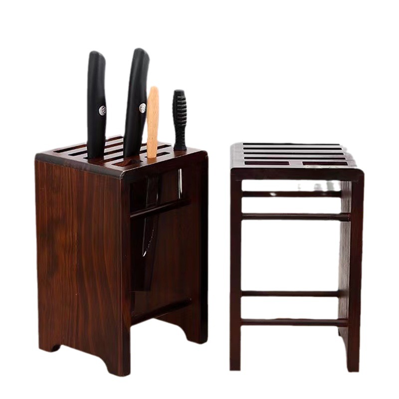 Ventilated and mold-proof solid wood household knife storage rack, kitchen countertop knife stand storage rack, kitchen knife rack wholesale Item Picture