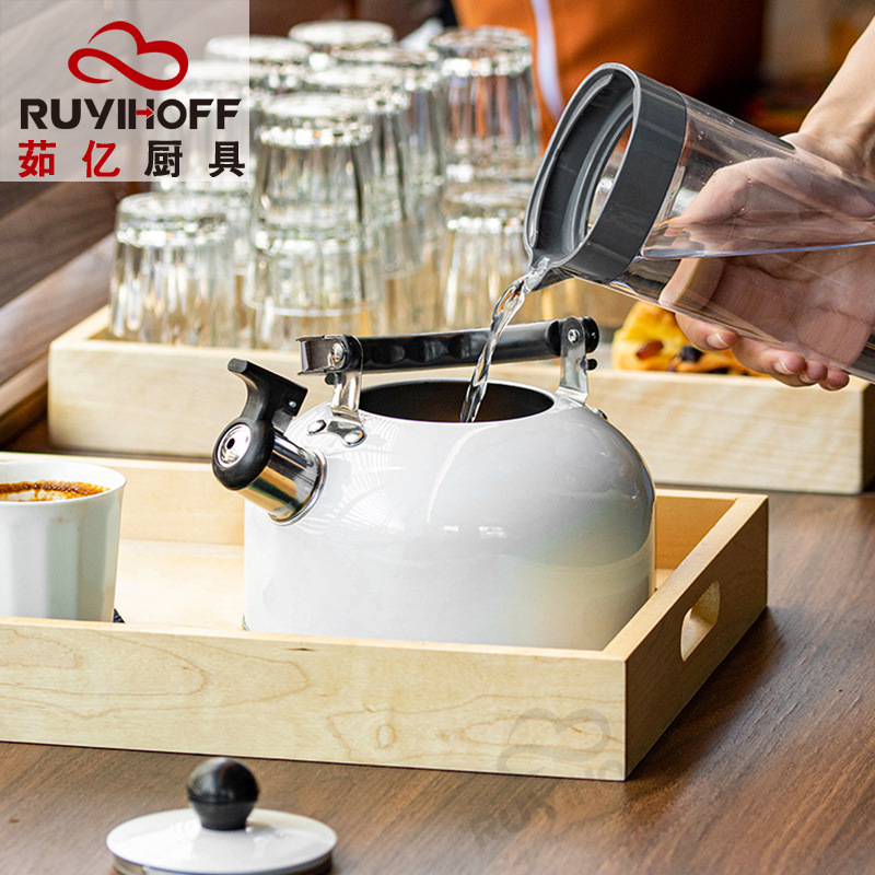 Amazon's new white spray-painted honking kettle for brewing tea and coffee, 3L, European and American kitchenware with a flat-bottomed sound details Picture
