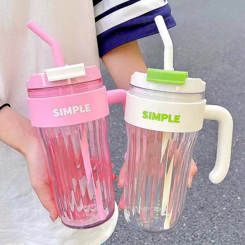 Simple straw cup, high appearance level, girls' office couple water cup, gift, summer Internet celebrity, ins style fashionable plastic cup Specification drawing