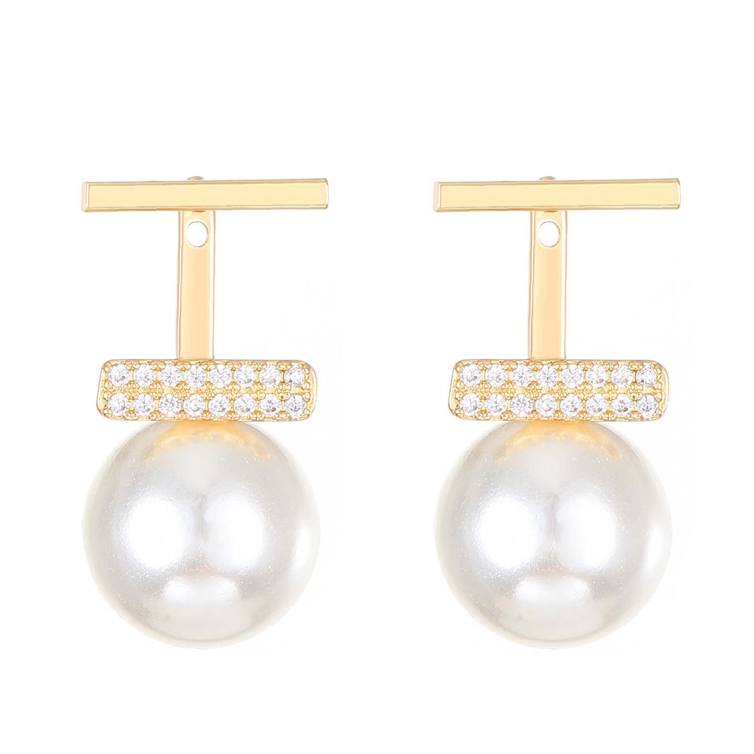 French light luxury diamond-encrusted pearl earrings for women, an inS-style European and American pair of pearl earrings, a stylish and trendy earpiece Item Picture