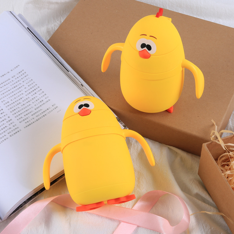 New internet-famous version, cute little yellow chicken with spout, handle, scale printing gift, children's double-layer insulated glass cup Specification drawing